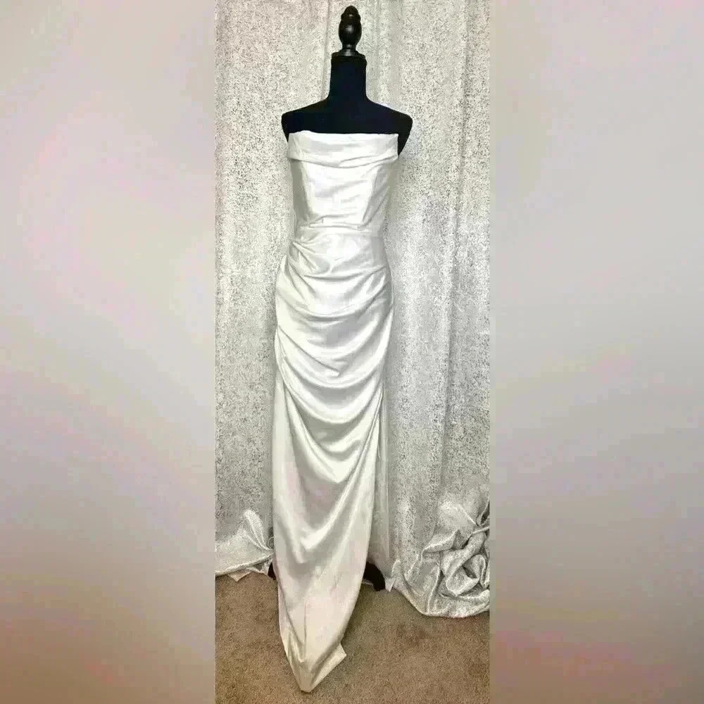 NWOT White satin wedding dress